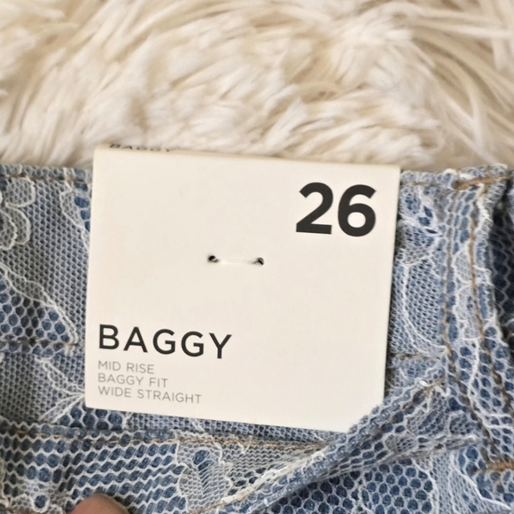 Lace Covered Baggy High Waist Jeans size 26 - Picture 6 of 15